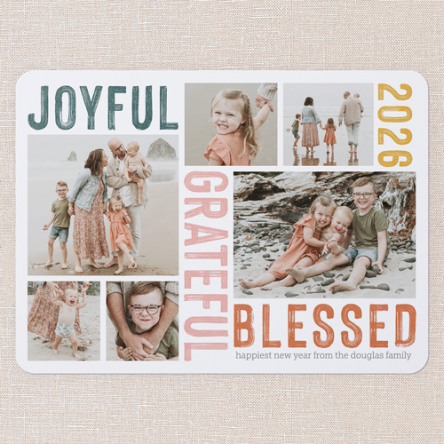 Generous Gratitude New Year's Card, White, 6x8 Flat, New Year, 100% Recycled Cardstock , Rounded, White