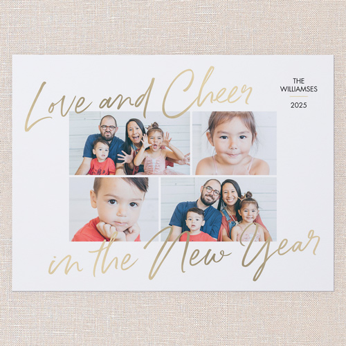 Cheerful New Year New Year's Card, White, 6x8 Flat, New Year, 100% Recycled Cardstock ?, Square