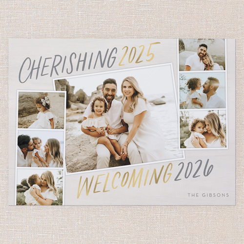 Welcoming Year New Year's Card, Beige, 6x8 Flat, New Year, Signature Smooth Cardstock, Square, Nude