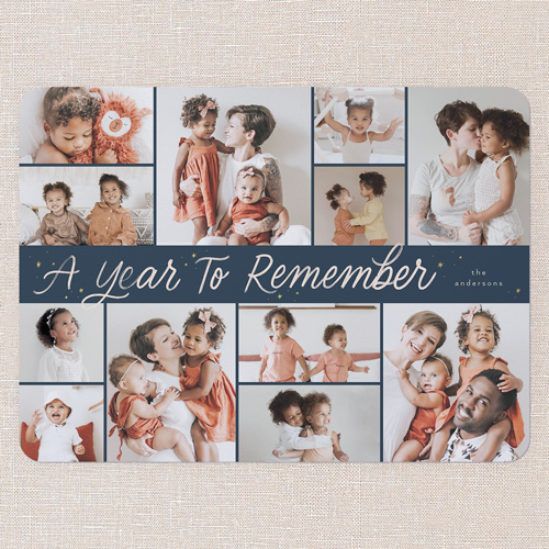 Starry Reflections New Year's Card, Blue, 6x8 Flat, New Year, Signature Smooth Cardstock, Rounded, Indigo