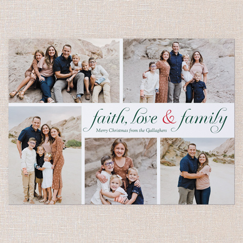 Faith Family Religious Christmas Card, White, 6x8 Flat, Religious, Luxe Double-Thick Cardstock, Square, White