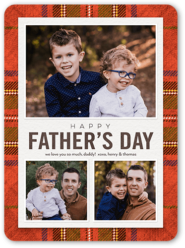 Plaid Gift Father's Day Card, Red, 6x8 Flat, Pearl Shimmer Cardstock, Rounded, Cinnamon
