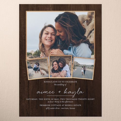 Calligraphy Collection Wedding Invitation, Brown, 6x8 Flat, Luxe Double-Thick Cardstock, Square