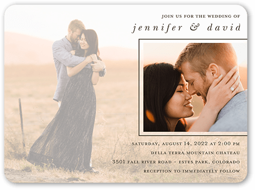 Layered Photos Wedding Invitation, White, 6x8 Flat, 100% Recycled Cardstock , Rounded