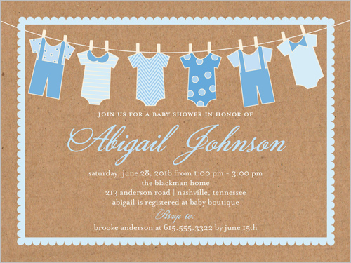 Clothes Line Boy 4x5 Baby Shower Invitation Cards Shutterfly