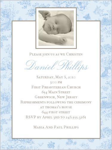 Jolie Bebe Blue 4x5 Christening Invitations Shutterfly