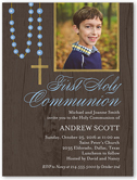 lovely rosary boy communion invitation 4x5 flat