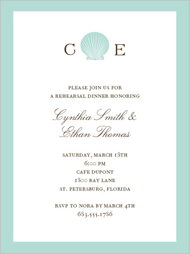 Seashell Monogram Rehearsal Dinner Invitation  Shutterfly