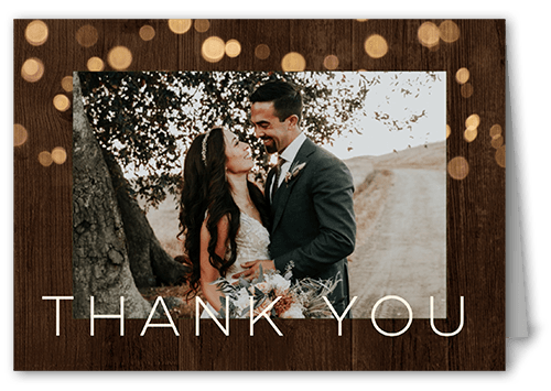 Rustic Shimmer Thank You Card, Brown, 3x5, Matte, Folded Smooth Cardstock, Wood