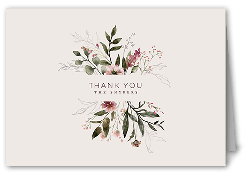 Delicate Perennials Wedding Thank You Card, Purple, 3x5, White, Matte, Folded Smooth Cardstock