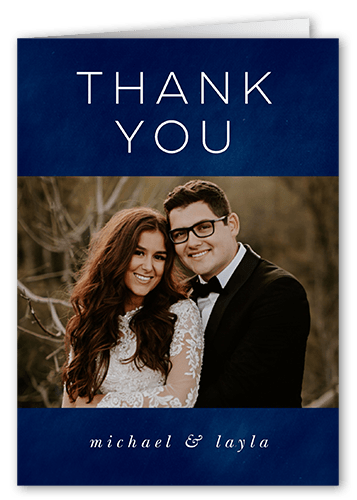 Cloudy Tints Wedding Thank You Card, Blue, 3x5, Matte, Folded Smooth Cardstock