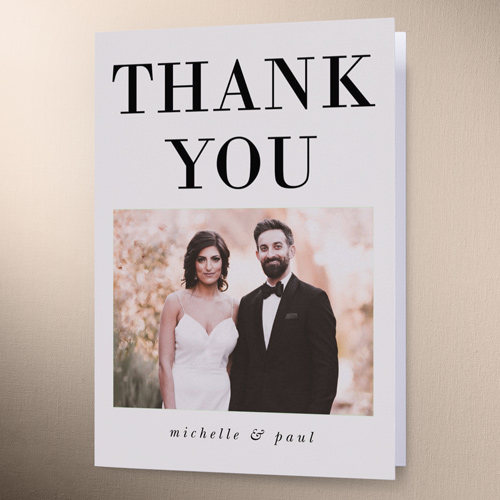 Big Letters Wedding Thank You Card, Grey, 3x5, Matte, Folded Smooth Cardstock, Whisper Gray