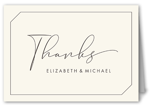 Angled Corners Thank You Card, Beige, 3x5, Matte, Folded Smooth Cardstock, Cream