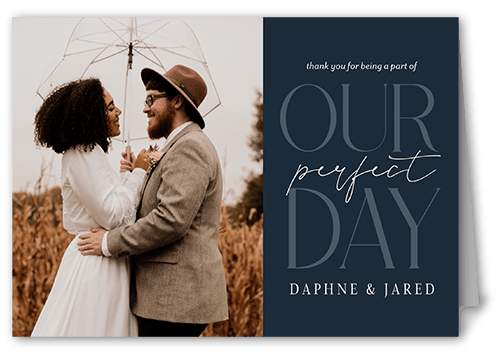 One Love Thank You Card, Blue, 3x5, Matte, Folded Smooth Cardstock, Navy