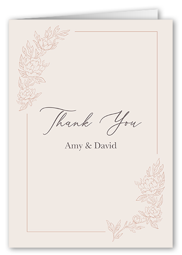 Floral Curve Thank You Card, Pink, 3x5, Matte, Folded Smooth Cardstock