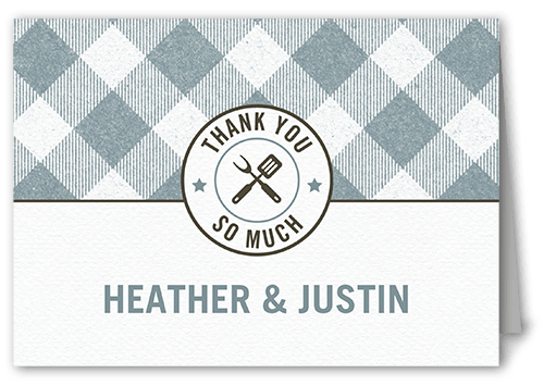 Backyard Banquet Thank You Card, Blue, 3x5, Matte, Folded Smooth Cardstock, Blue