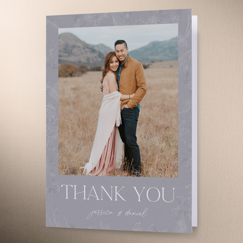 Touch Of Elegance Wedding Thank You Card, Gray, 3x5, Matte, Folded Smooth Cardstock