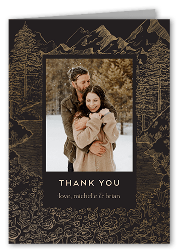Alpine Affection Wedding Thank You Card, Gray, 3x5, Matte, Folded Smooth Cardstock