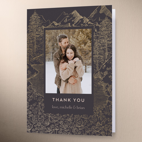 Alpine Affection Wedding Thank You Card, Gray, 3x5, Write Your Own Greeting, Matte, Folded Smooth Cardstock, Gray