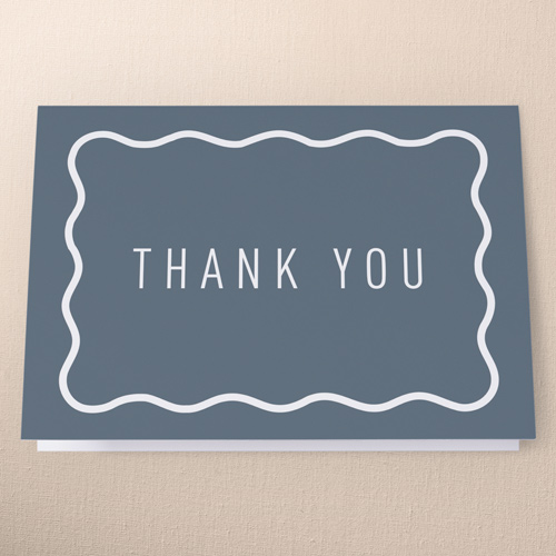 Wavy Foil Frame Wedding Thank You Card, Gray, 3x5, Matte, Folded Smooth Cardstock