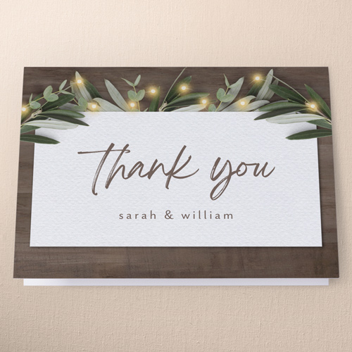 Laurel Accent Wedding Thank You Card, Brown, 3x5, Matte, Folded Smooth Cardstock