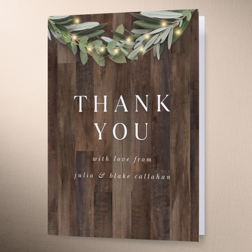 Wooden Wonders Wedding Thank You Card, Brown, 3x5, Matte, Folded Smooth Cardstock