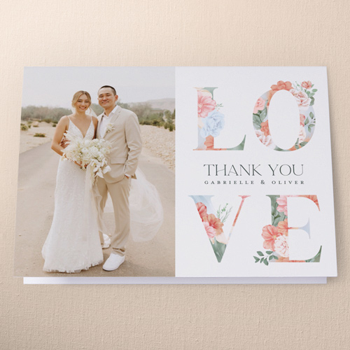 Cherished Garden Wedding Thank You Card, Beige, 3x5, Matte, Folded Smooth Cardstock, Cream