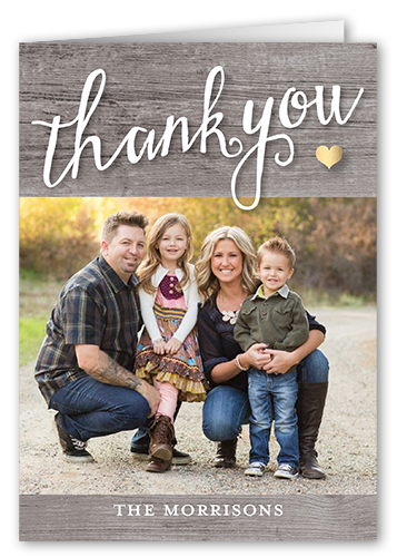 Rustic Thanks Thank You Card, Gray, Matte, Folded Smooth Cardstock