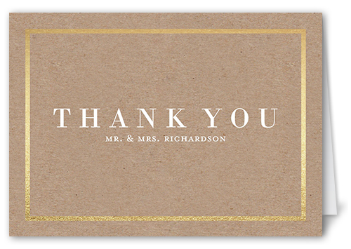 Simple Solid Frame Thank You Card, Beige, Matte, Folded Smooth Cardstock
