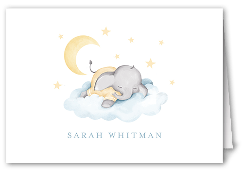 Elephant Slumber Thank You Card, Blue, 3x5, Matte, Folded Smooth Cardstock, Celeste