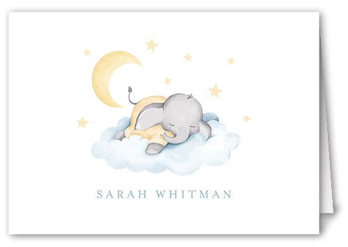 Elephant Slumber Thank You Card, Blue, 3x5, Matte, Folded Smooth Cardstock