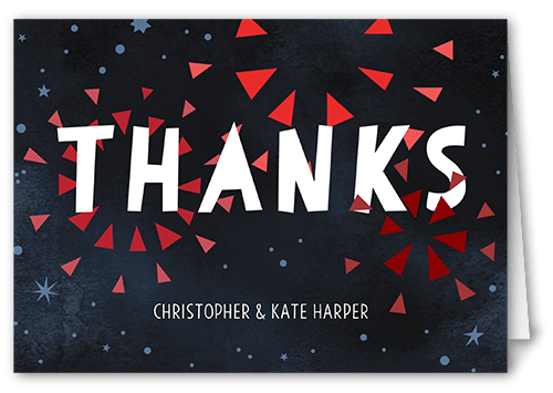 Fun Fireworks Thank You Card, Black, 3x5, Matte, Folded Smooth Cardstock, Silhouette