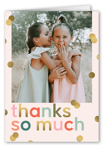 Fun Spots Thank You Card, Pink, 3x5, White, Matte, Folded Smooth Cardstock
