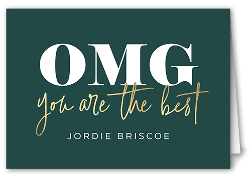 The Best OMG Thank You Card, Green, 3x5, Matte, Folded Smooth Cardstock, Seaweed