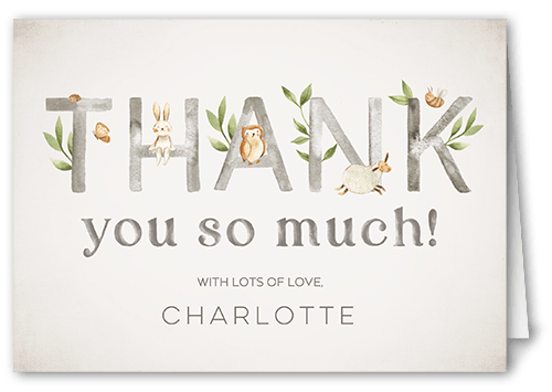 Natural Letters Thank You Card, White, 3x5, Matte, Folded Smooth Cardstock