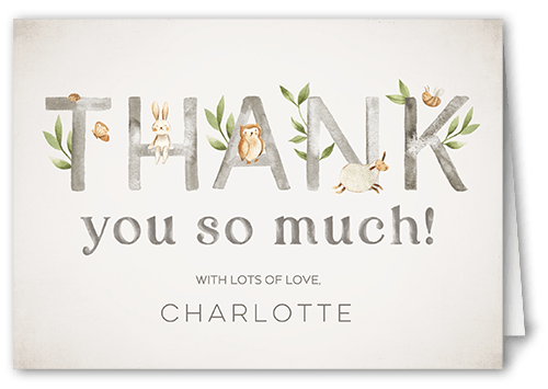 Natural Letters Thank You Card, White, 3x5, Matte, Folded Smooth Cardstock, White