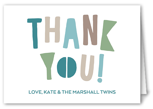 Double The Trouble Thank You Card, Blue, 3x5, Matte, Folded Smooth Cardstock, Moonstruck