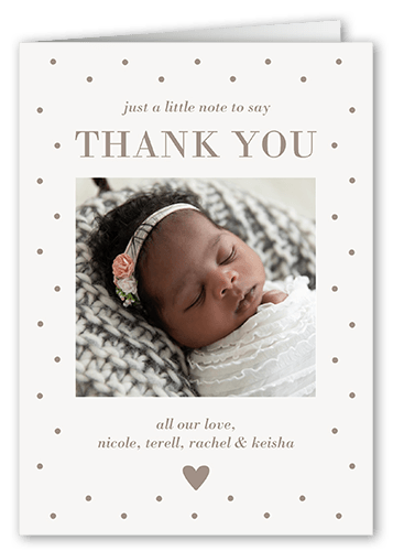 Dotted Love Thank You Card, Beige, 3x5, Matte, Folded Smooth Cardstock