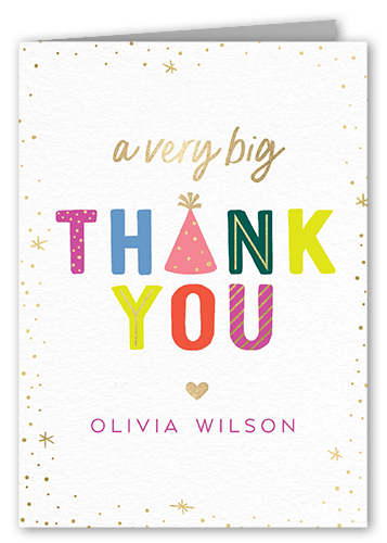 Candles And Caps Thank You Card, White, 3x5, Matte, Folded Smooth Cardstock, White