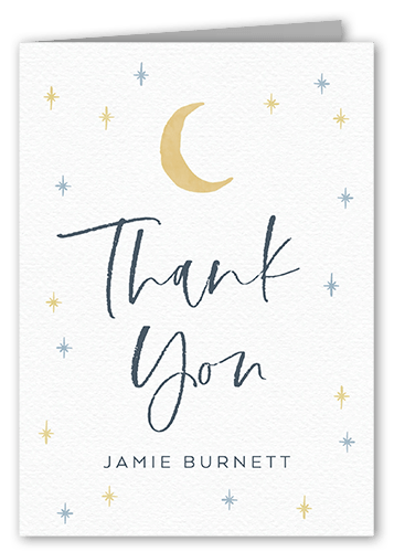 Papercraft Crescent Thank You Card, Pink, 3x5, Matte, Folded Smooth Cardstock, Blush