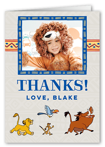 Disney The Lion King Birthday Thank You Card, Grey, 3x5, Matte, Folded Smooth Cardstock, Whisper Gray