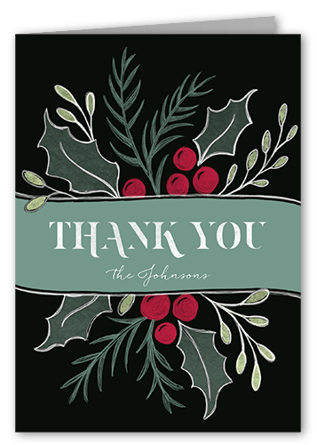 Large Holly Party Thank You Card