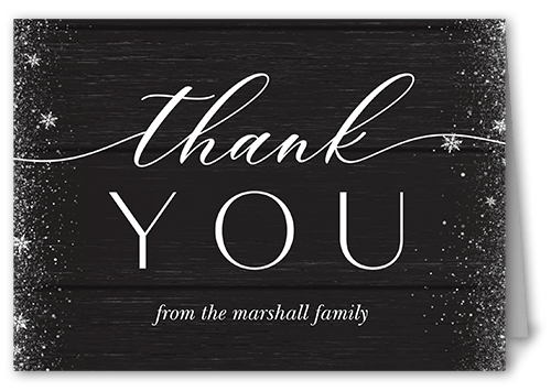 Snowy Winter Thank You Card, Black, 3x5, Matte, Folded Smooth Cardstock