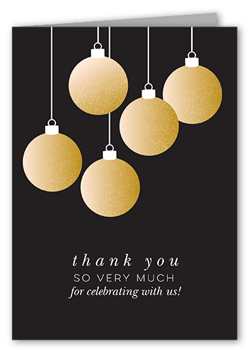 Editable Ornaments Thank You Card, Black, 3x5, Write Your Own Greeting, Matte, Folded Smooth Cardstock, Black