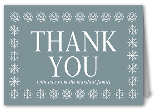 Snowflake Surrounding Thank You Card, Blue, 3x5, Matte, Folded Smooth Cardstock