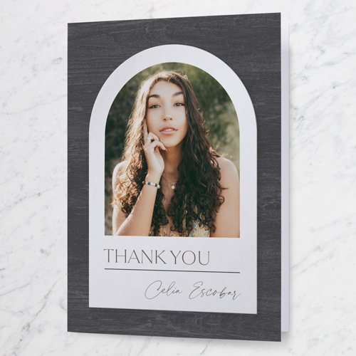 Textured Arch Thank You Card, Black, 3x5, Matte, Folded Smooth Cardstock