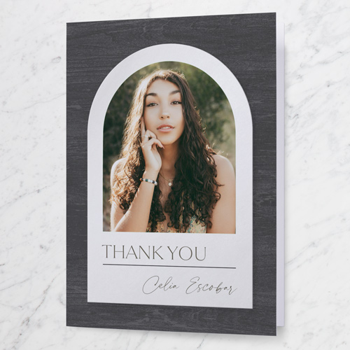 Textured Arch Thank You Card, Black, 3x5, Write Your Own Greeting, Matte, Folded Smooth Cardstock, Coal