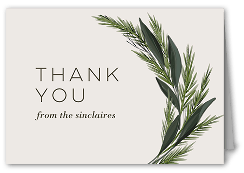 Fresh Pine Thank You Card, Grey, 3x5, Matte, Folded Smooth Cardstock, Whisper Gray