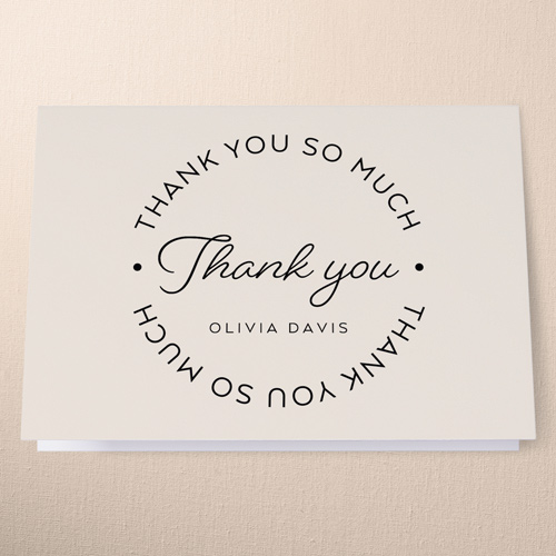 Circular Type Thank You Card, Beige, 3x5, Matte, Folded Smooth Cardstock, Cream