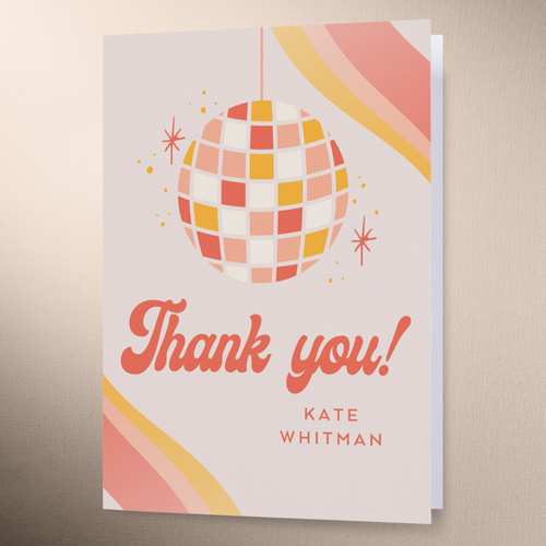 Disco Daydream Thank You Card, Beige, 3x5, Matte, Folded Smooth Cardstock, Cream